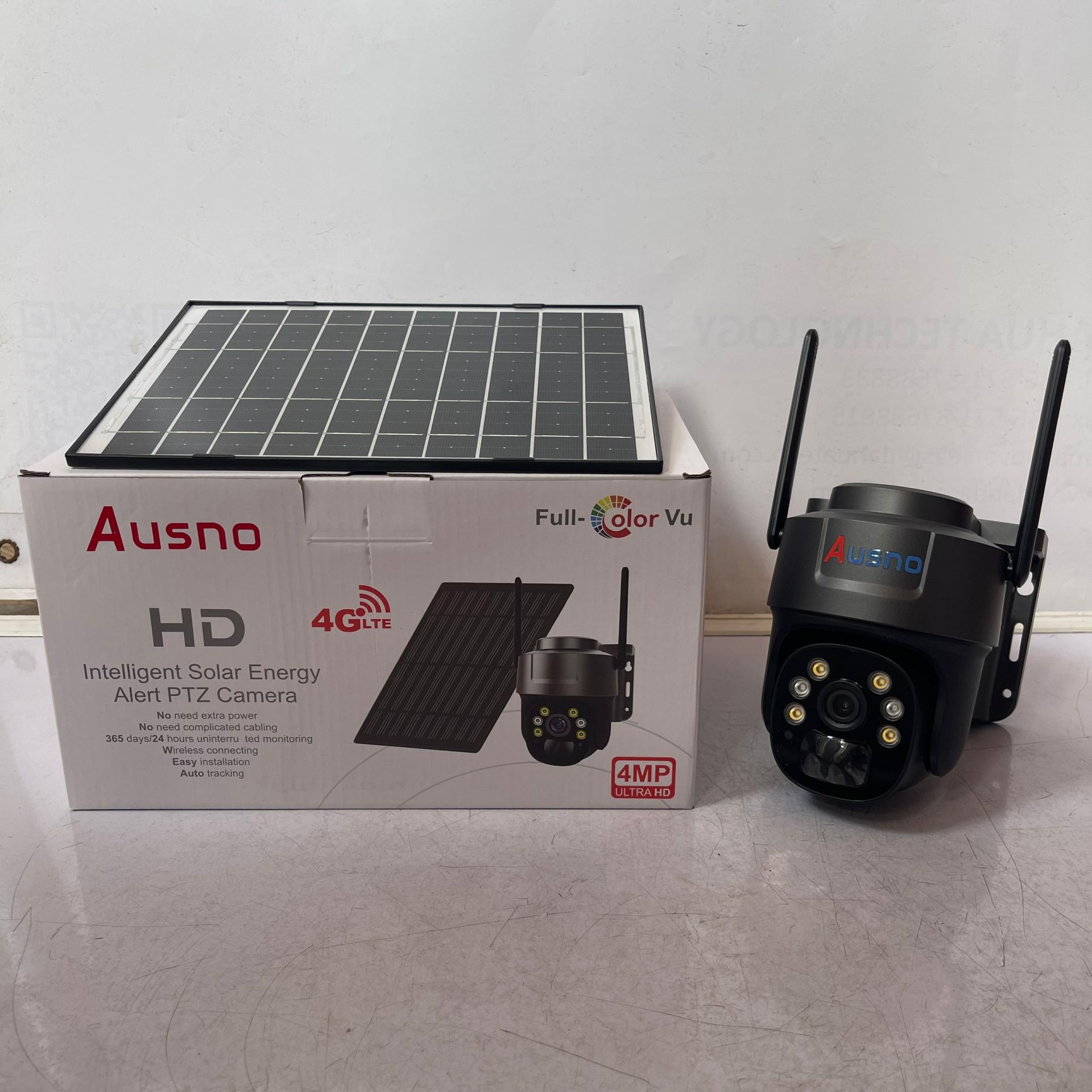 Ausno 4mp 4g Single Lens Solar Energy Alert Ptz Big Outdoor Camera Ubox App