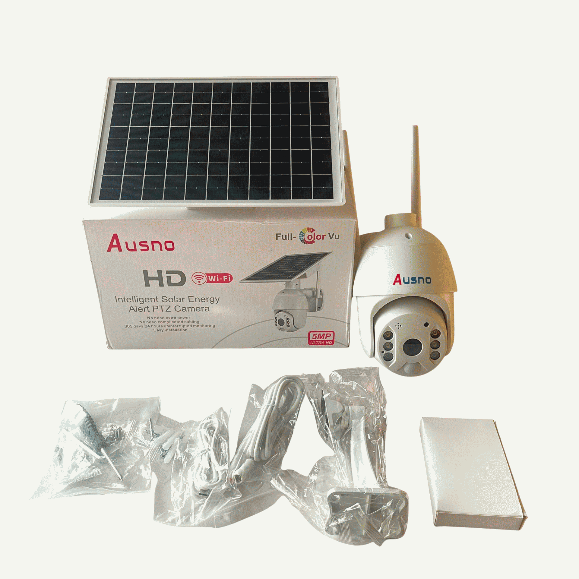 Ausno 5MP WiFi Single Lens Solar PTZ Big Outdoor Camera (UBox APP)