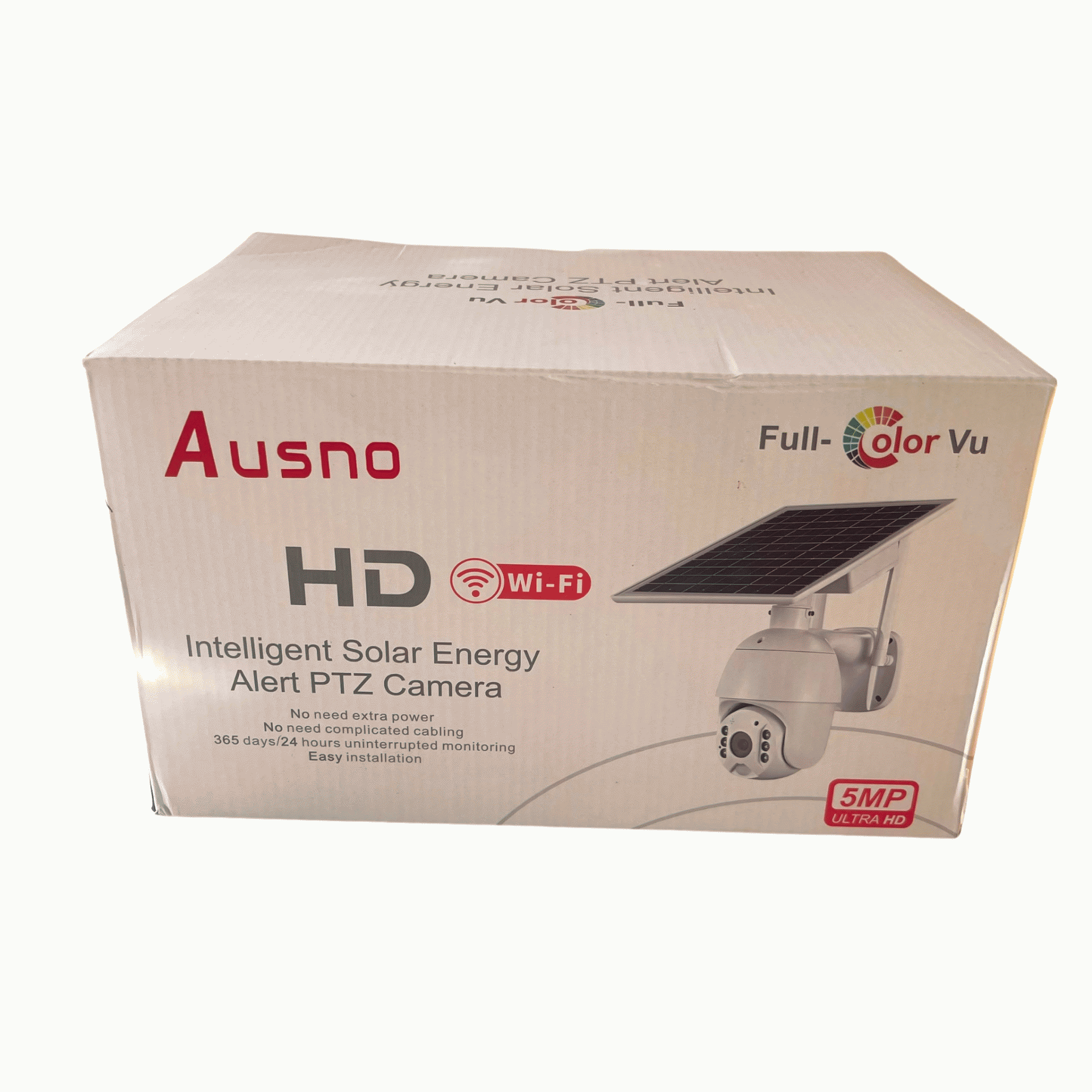 Ausno 5mp Wifi Single Lens Solar Ptz Big Outdoor Camera Ubox App White