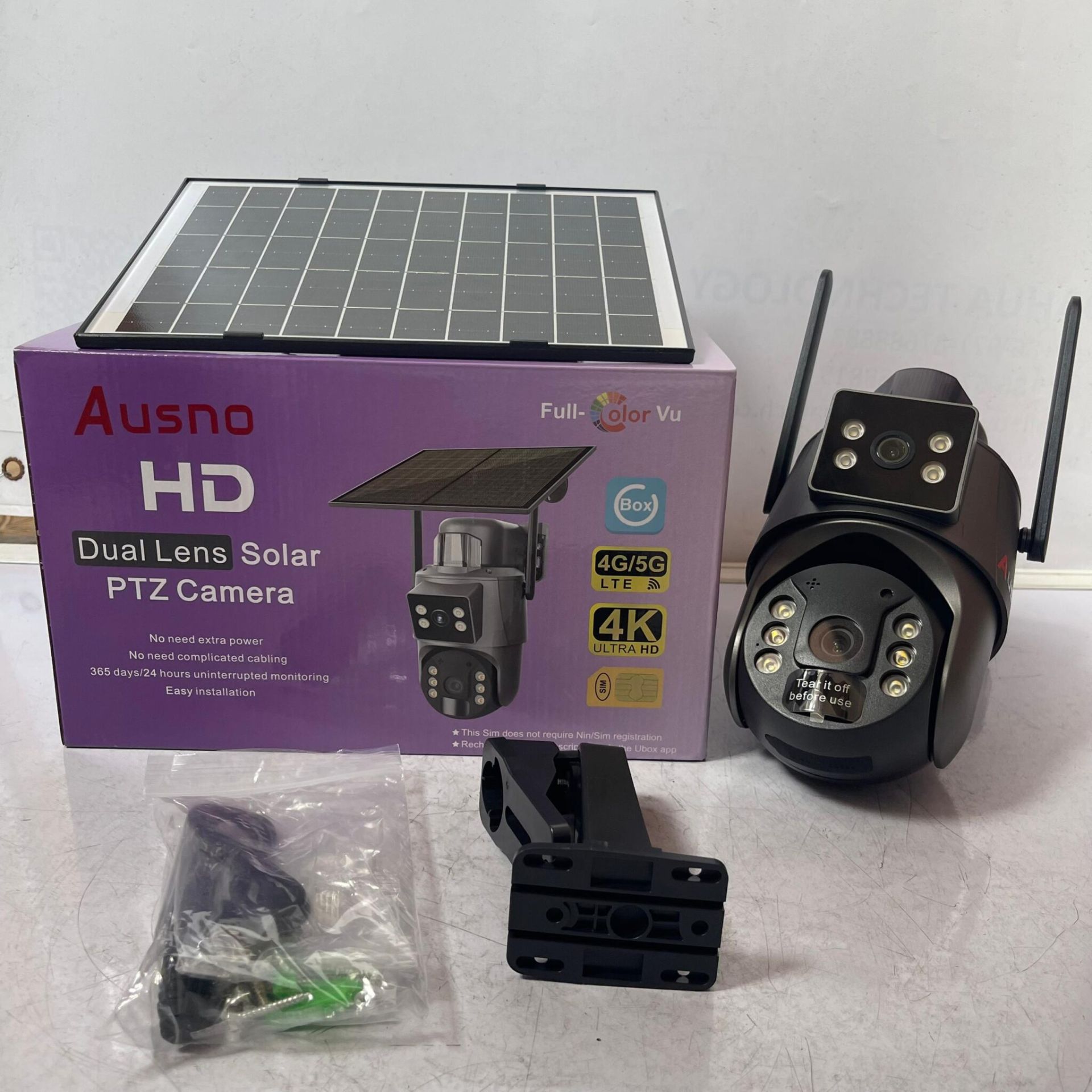 Ausno 8mp 4k 4g Dual Lens Solar Ptz Mini Outdoor Camera With Auto Tracking Ubox App 2048x