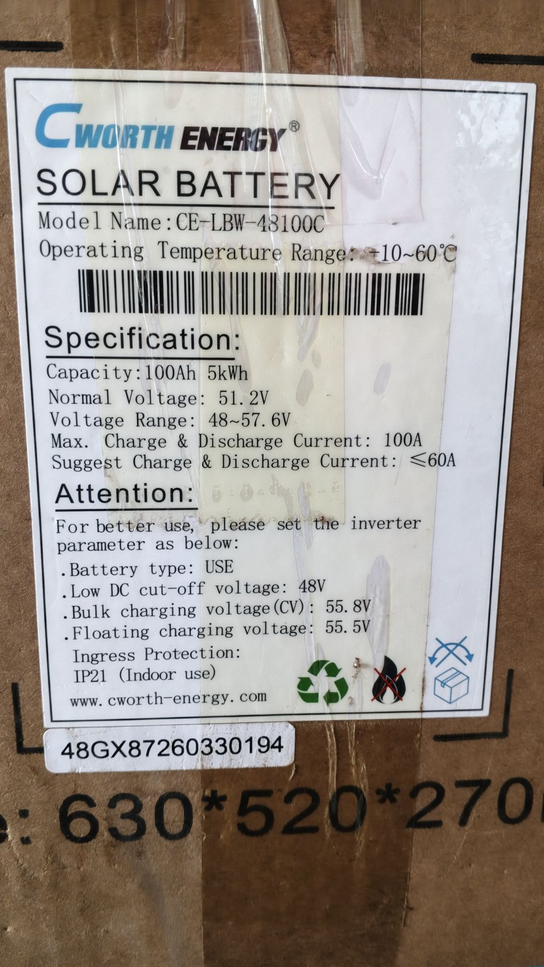 Cworth Energy 51.2v100ah5kwh Lithium Battery (1)