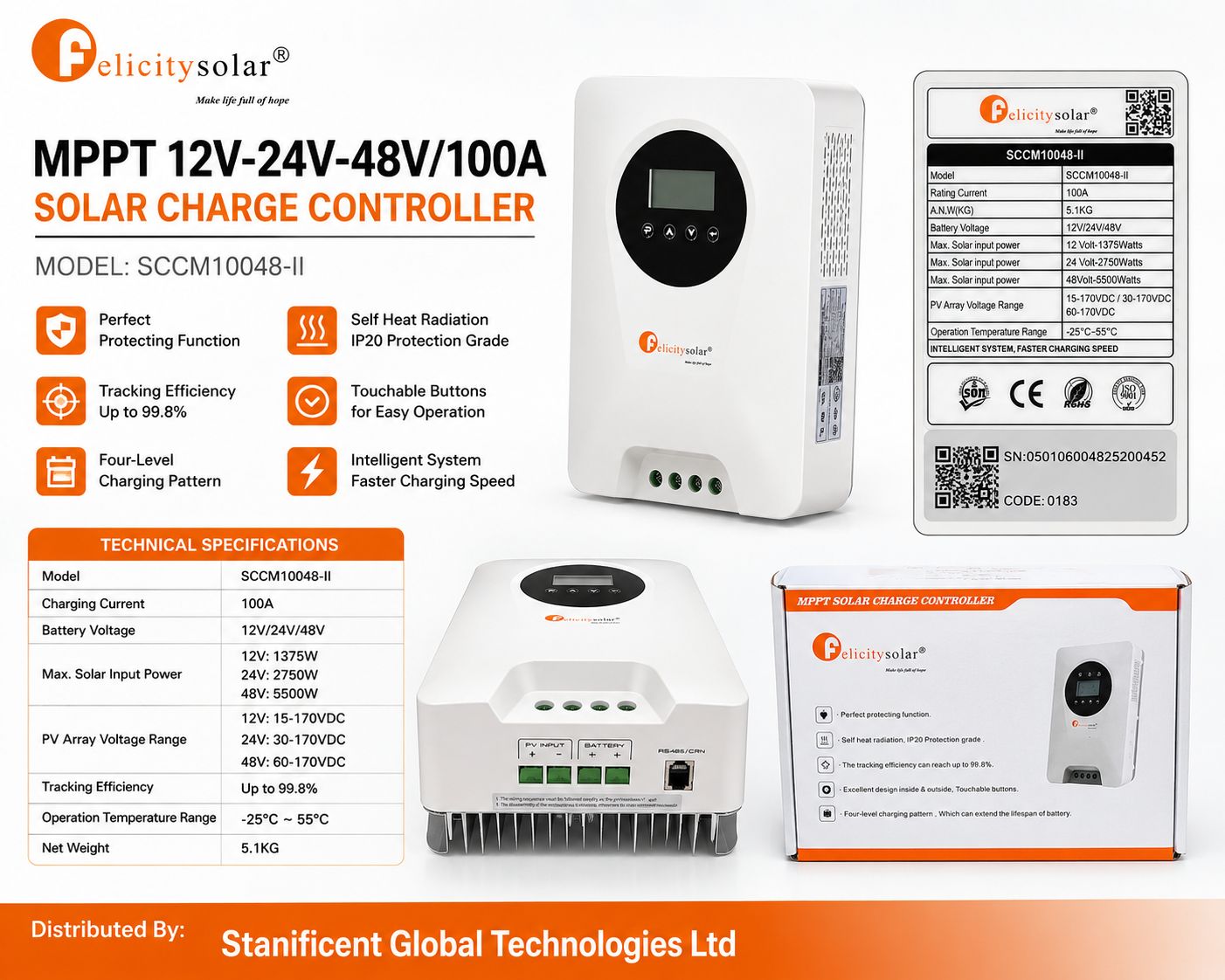 Felicity Mppt 12v 24v 48v100a Solar Charge Controller (1)