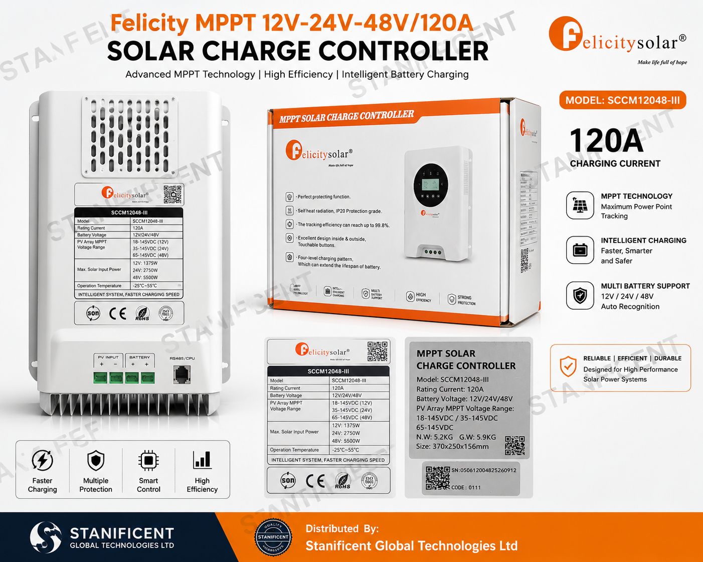 Felicity Mppt 12v 24v 48v120a Solar Charge Controller (1)