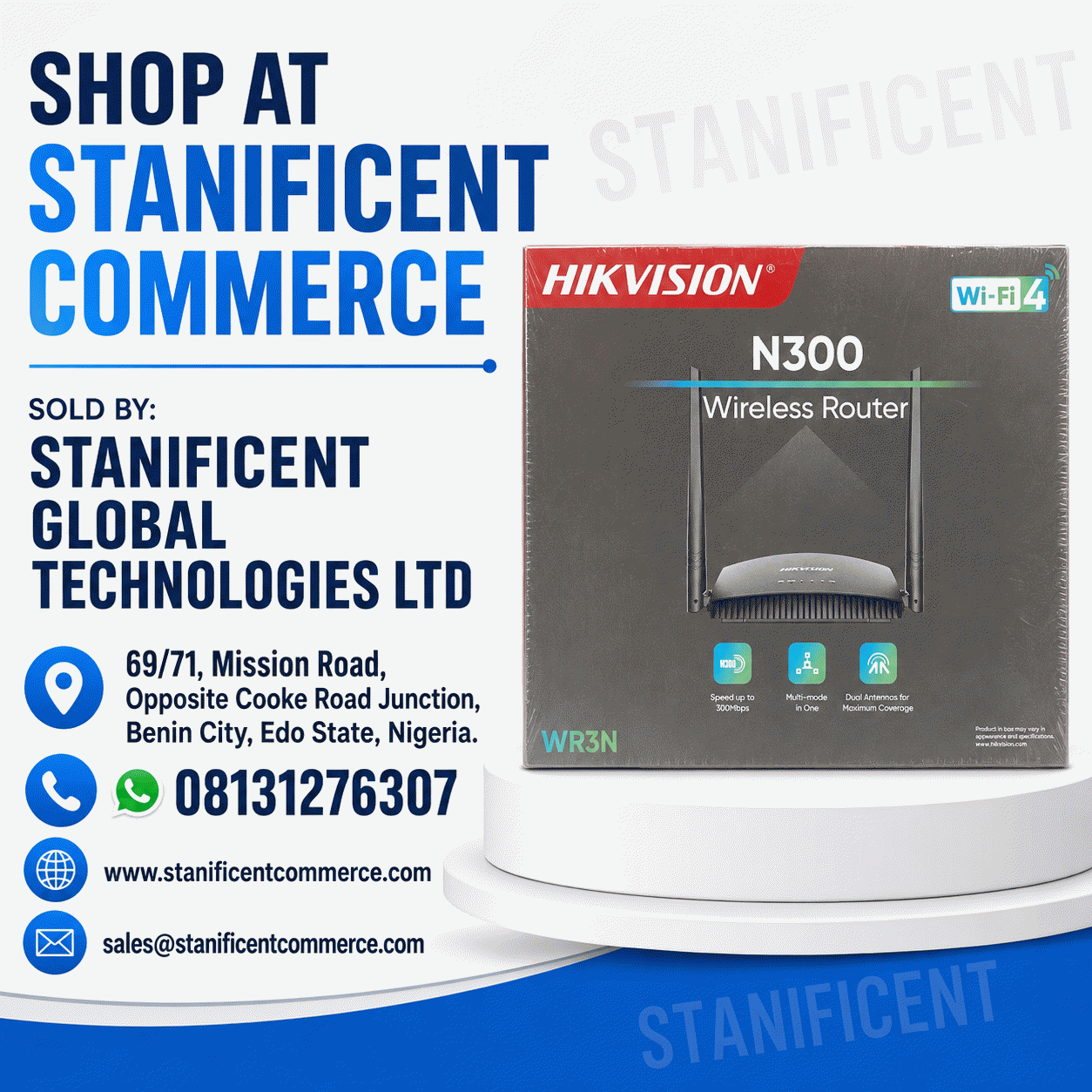 Hikvision 300Mbps Wireless Mini Simless Router (DS-3WR3N)