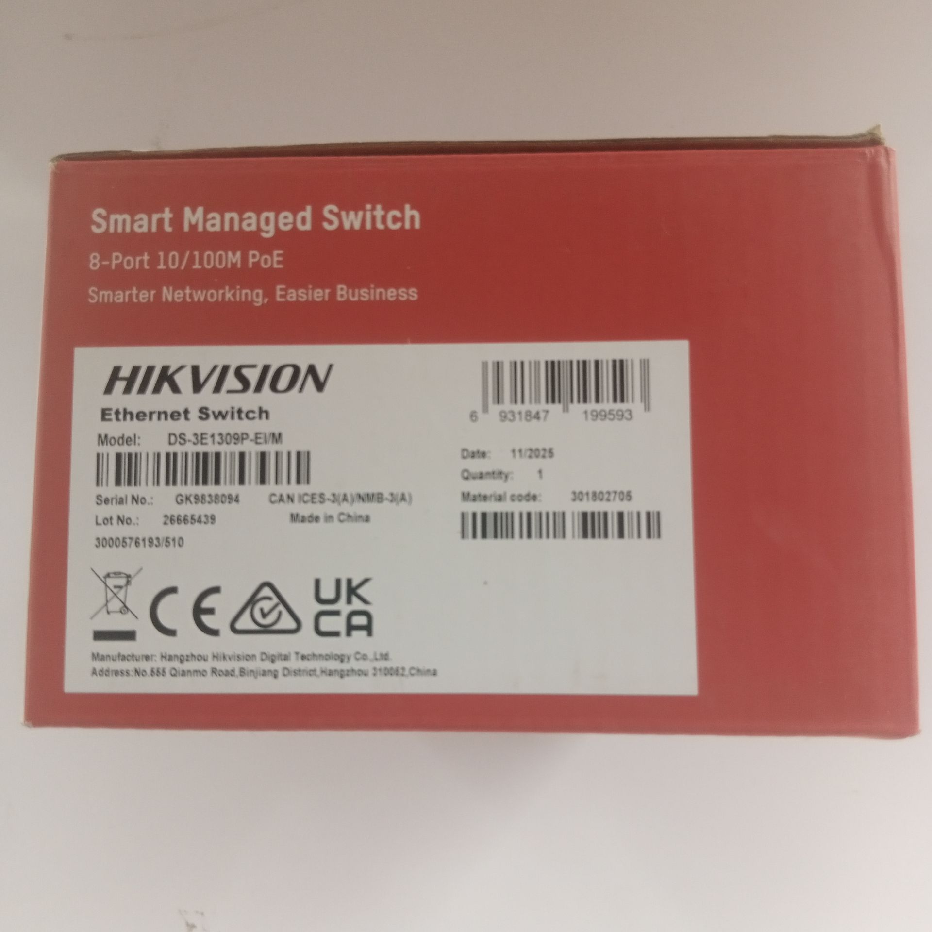 Hikvision 8port Smart Managed Poe Switch