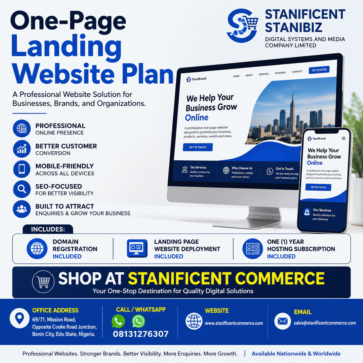One-Page Landing Website Plan: A Professional Website Solution for Businesses, Brands, and Organizations