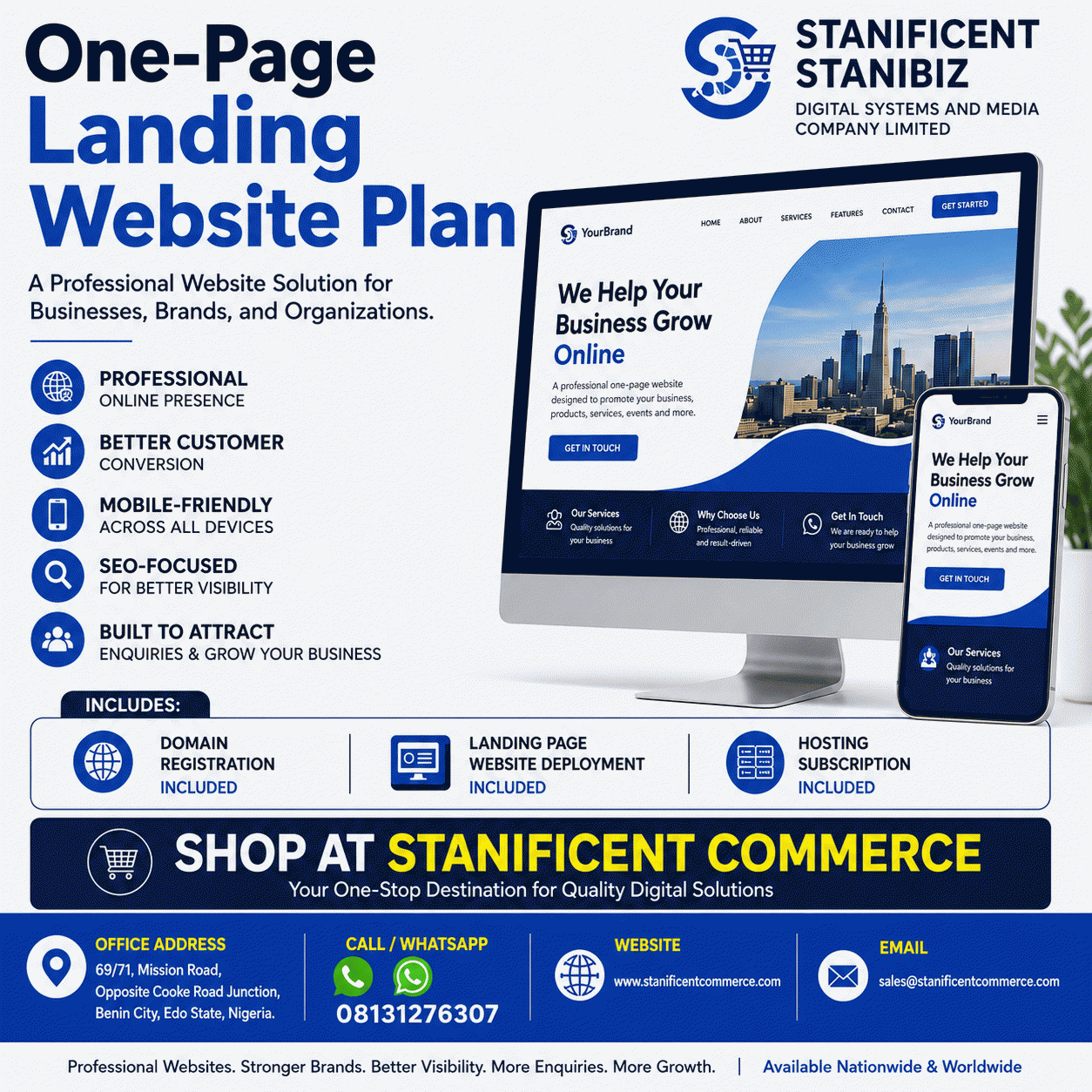 One-Page Landing Website Plan: A Professional Website Solution for Businesses, Brands, and Organizations