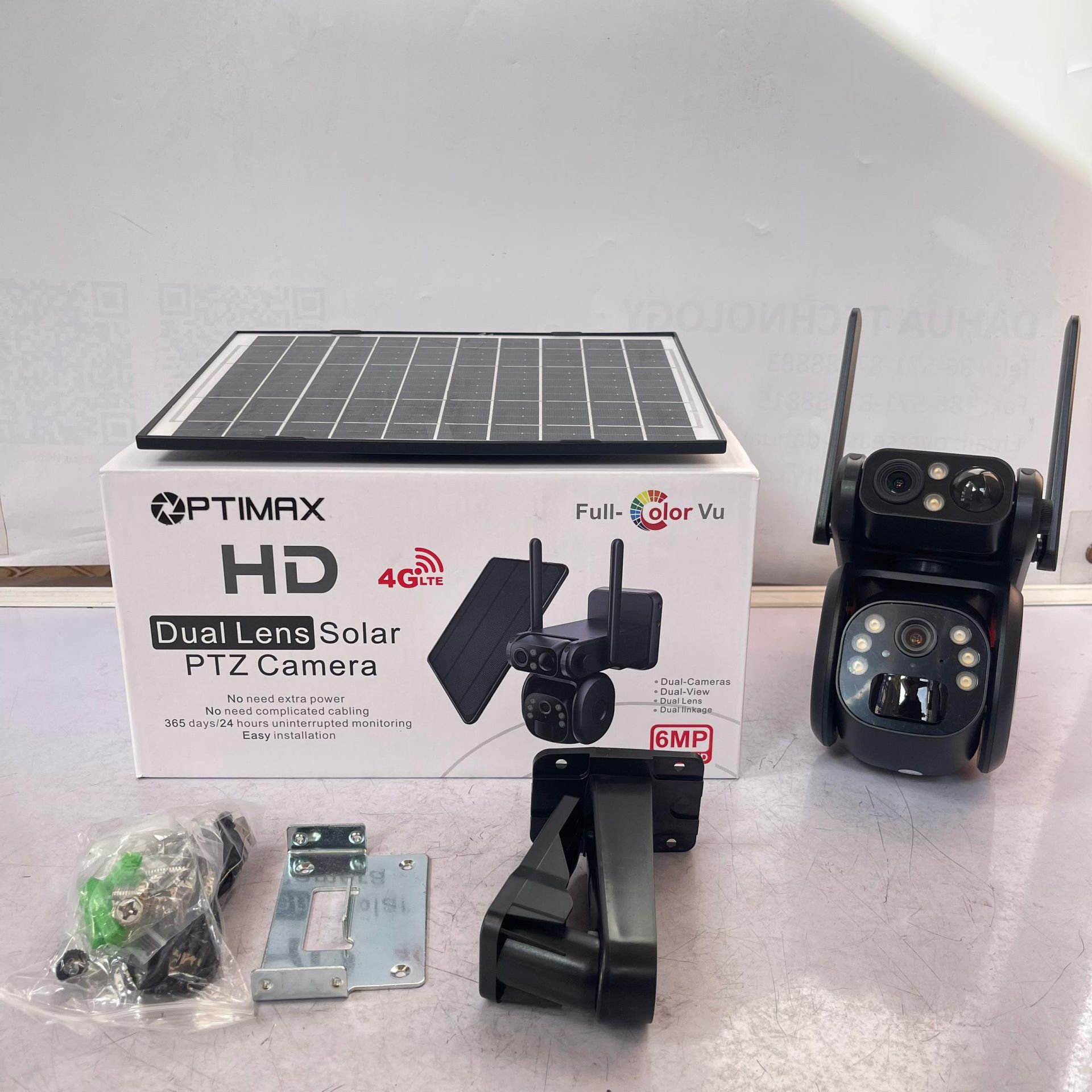 Optimax 6MP 4G Dual Lens Solar PTZ Mini Outdoor Camera With Auto Tracking (UBox App)