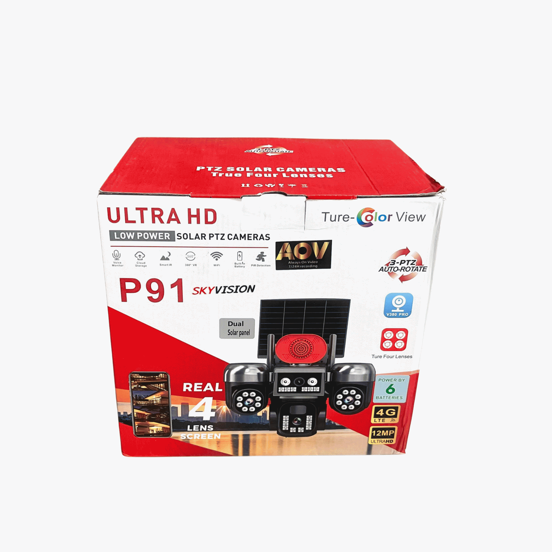 Skyvision 12mp 4g Aov Four Lens Double Panel Solar Ptz Outdoor Camera With Auto Tracking (v380 App) (4)