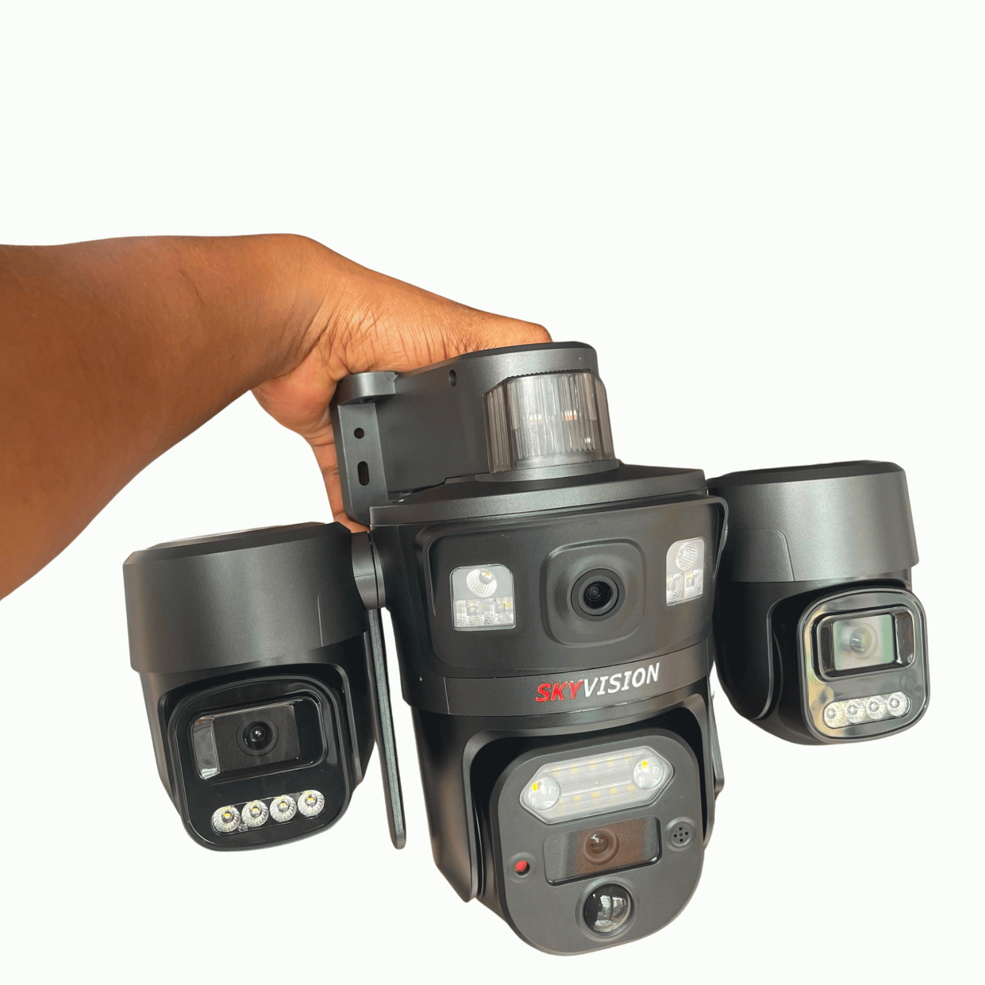 Skyvision 12mp 4g Aov Triple Lens Double Panel Solar Ptz Auto Rotate Big Outdoor Camera Ubox Pro App