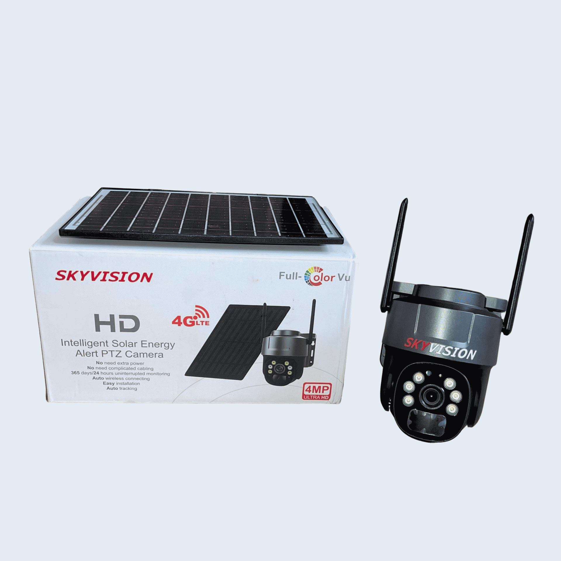 Skyvision 4mp 4g Single Lens Solar Energy Alert Ptz Mini Outdoor Camera With Auto Tracking Ubox App