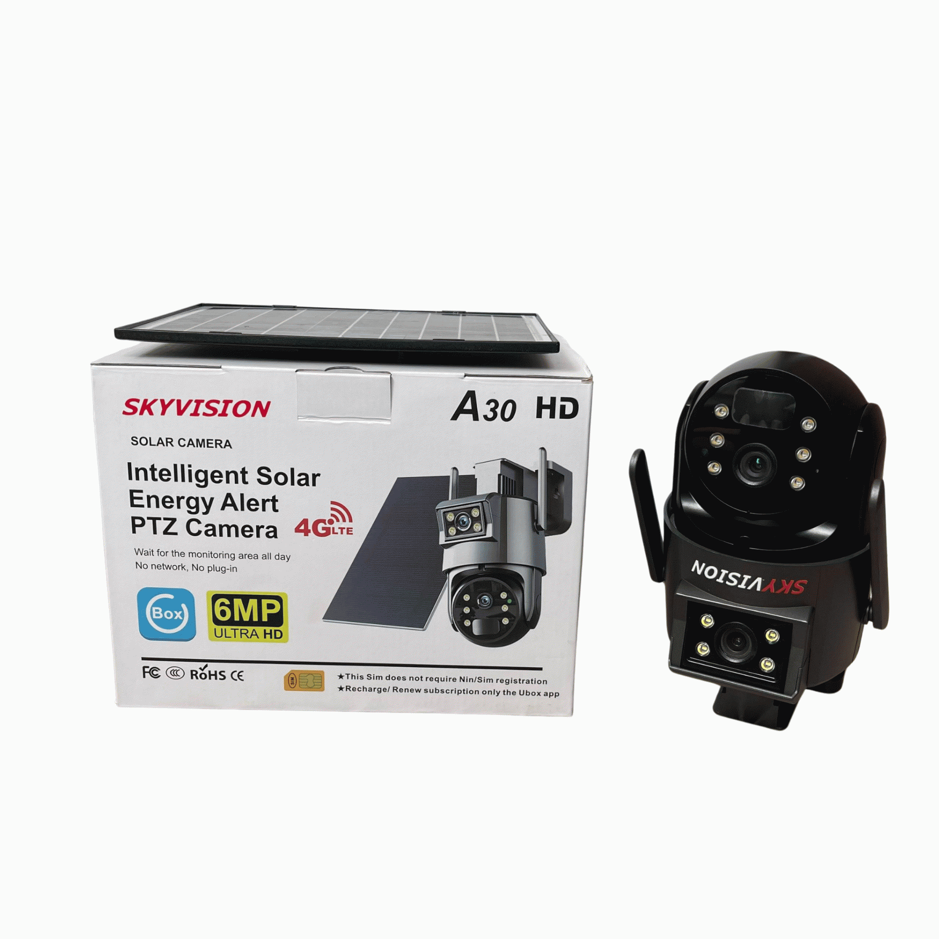 Skyvision 6mp A30 4g Dual Lens Solar Ptz Outdoor Camera With Auto Tracking (ubox App) (1)