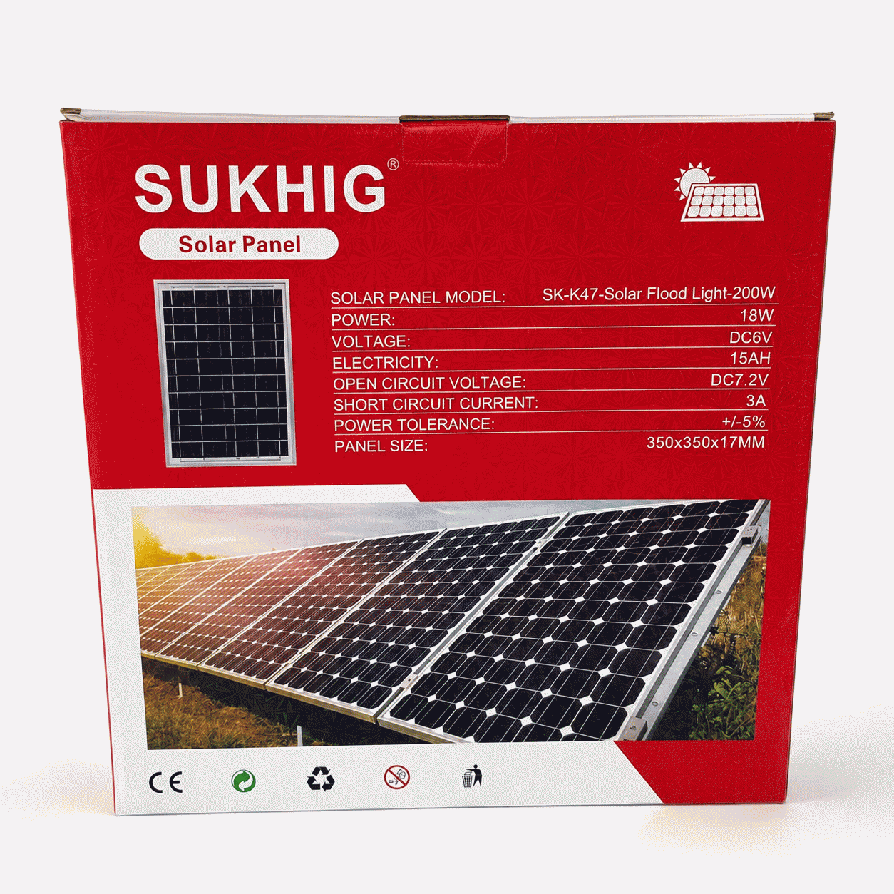Sukhig 200watts Flood Light With 18watts Solar Panel