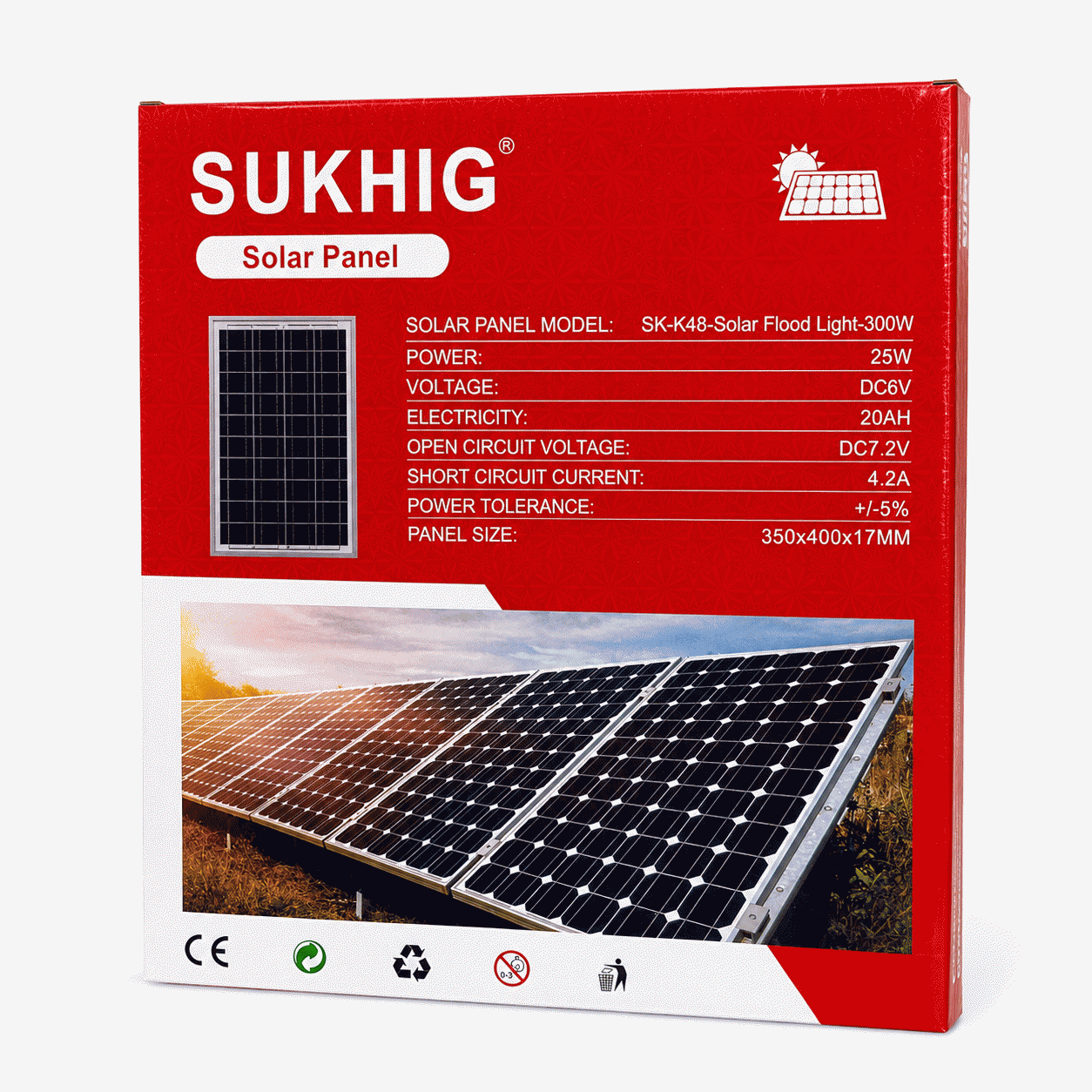 Sukhig 300watts Flood Light With 25watts Solar Panel