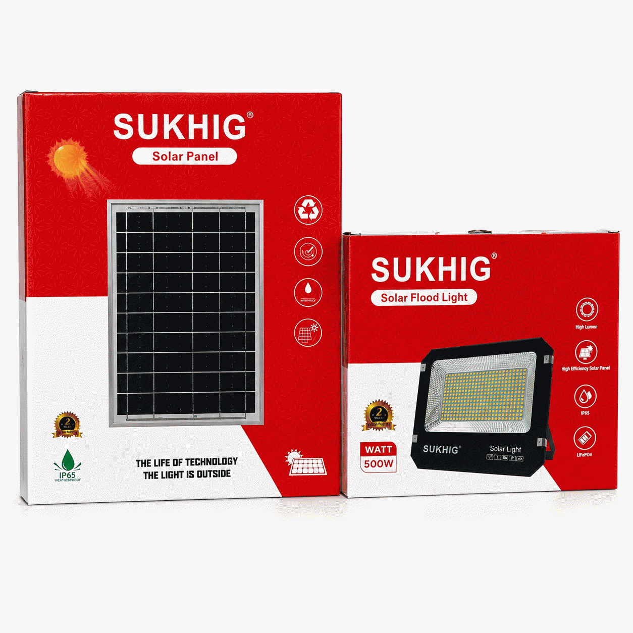 Sukhig 500watts Flood Light With 35watts Solar Panel (1)