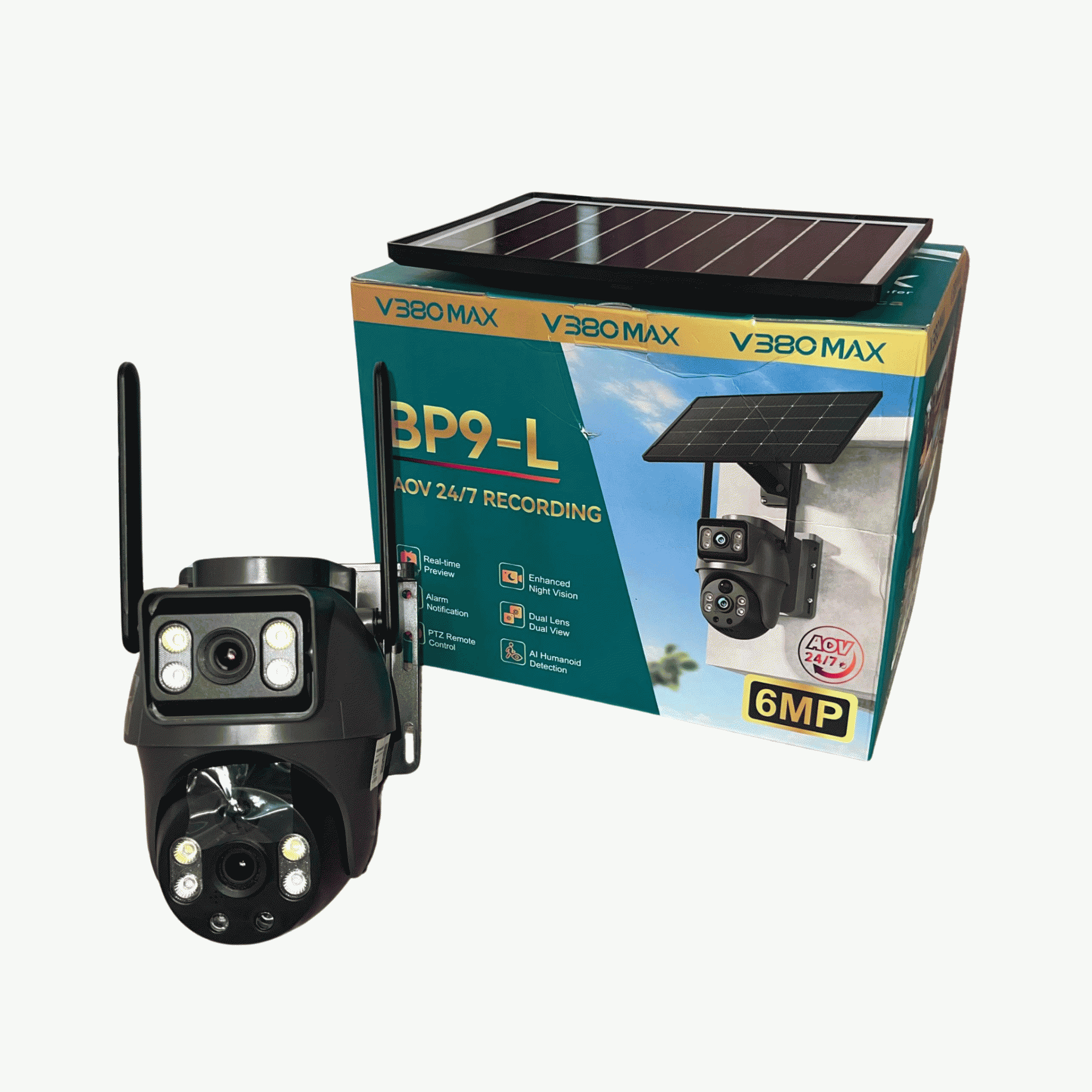 V380 Max 6mp Bp9 L Aov 4g Dual Lens Solar Ptz Mini Outdoor Camera With Auto Tracking