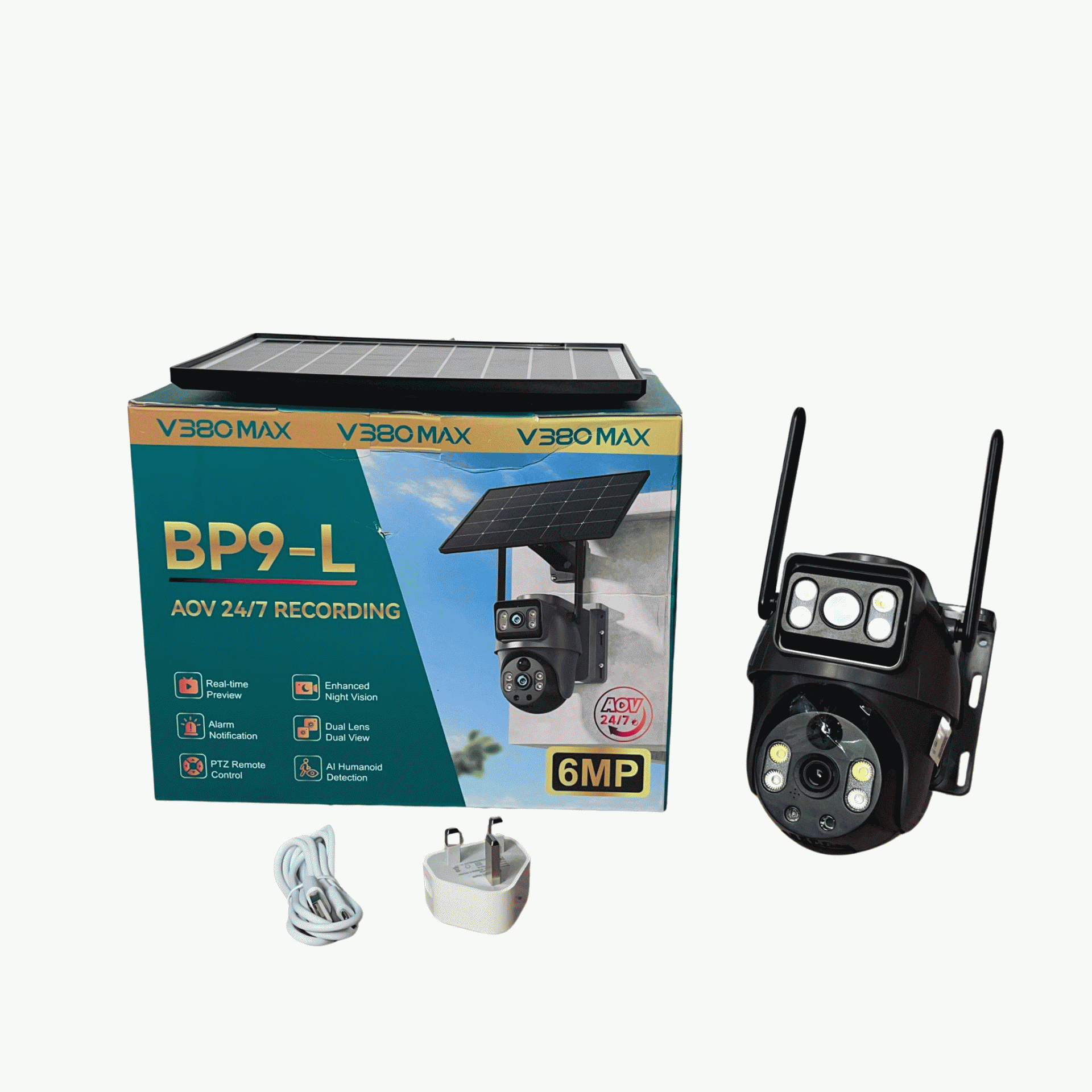 V380 Max 6mp Bp9 L Aov 4g Dual Lens Solar Ptz Mini Outdoor Camera With Auto Tracking Black