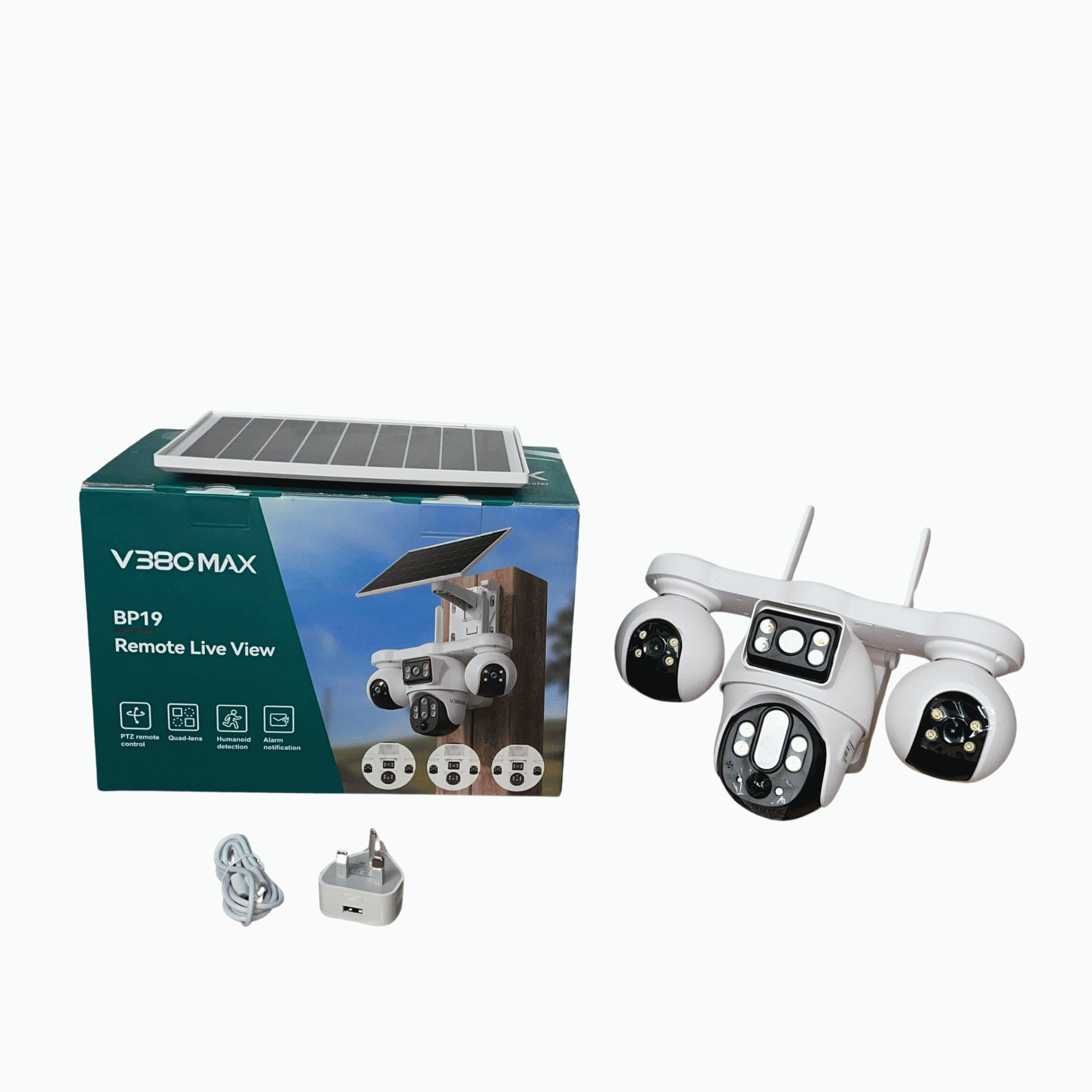 V380 Max Bp19 4g Four Lens Solar 3 Ptz Big Outdoor Camera With Auto Trackin