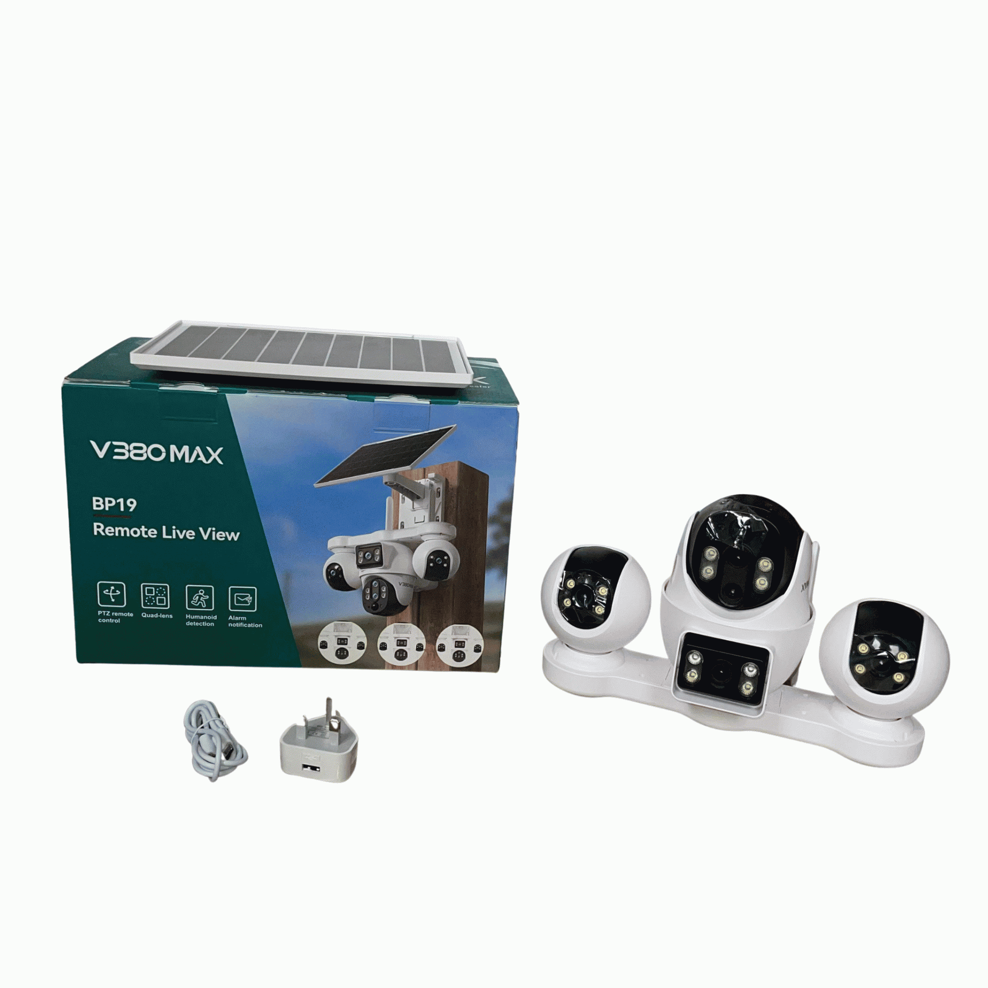 V380 Max Bp19 4g Four Lens Solar 3 Ptz Big Outdoor Camera With Auto Tracking
