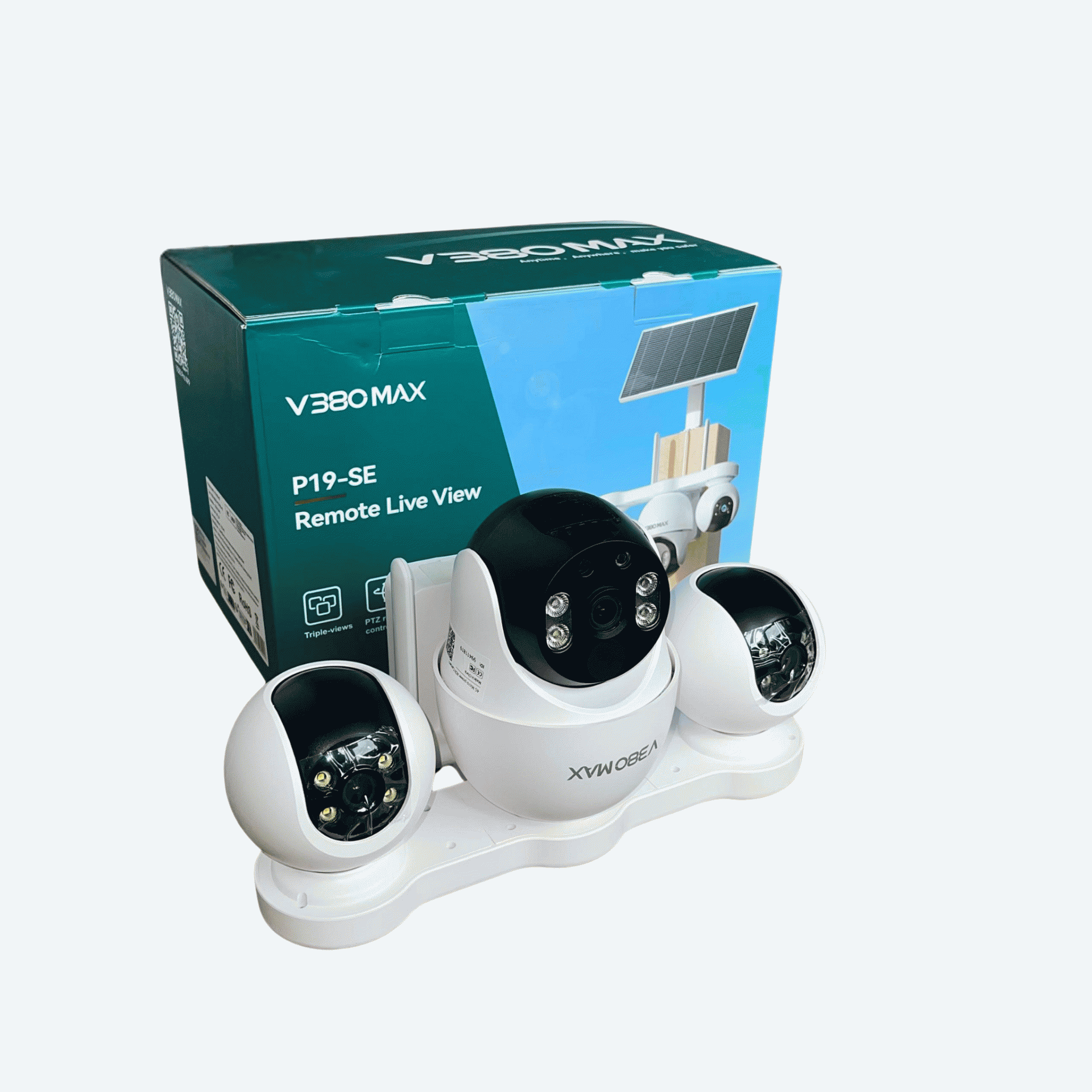 V380 Max P19se 4g Triple Lens Solar 3 Ptz Big Outdoor Camera With Auto Tracking